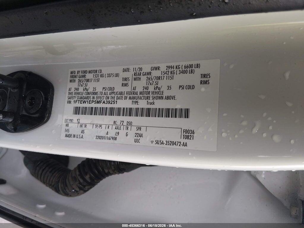 1FTEW1EP5MFA39251 2021 FORD F-150 photo no. 9
