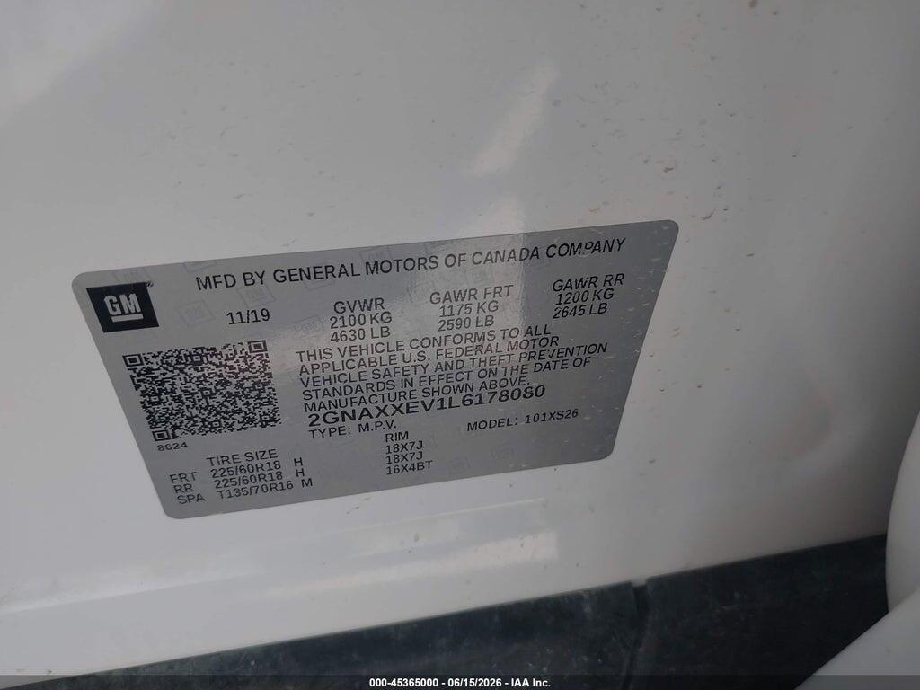 2GNAXXEV1L6178080 2020 CHEVROLET EQUINOX photo no. 9