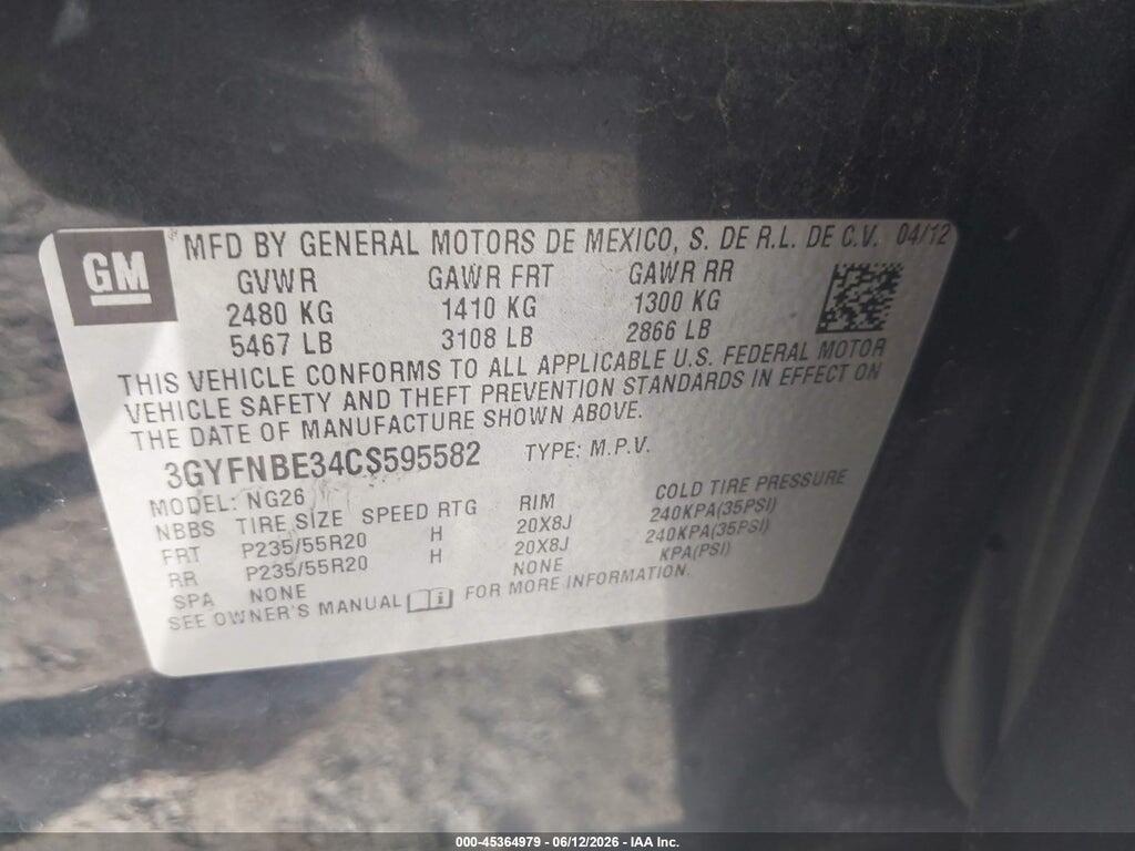 3GYFNBE34CS595582 2012 CADILLAC SRX photo no. 9