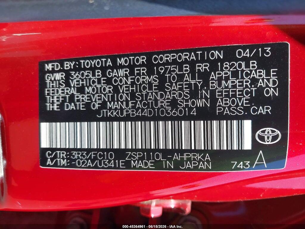 JTKKUPB44D1036014 2013 SCION XD photo no. 9