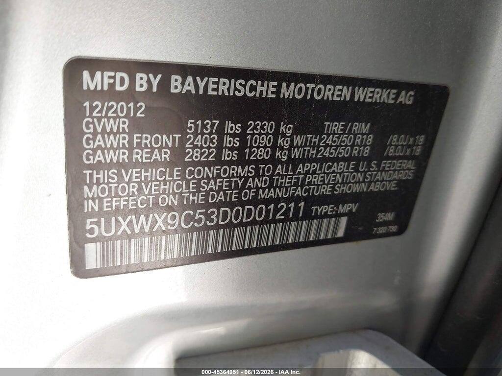5UXWX9C53D0D01211 2013 BMW X3 photo no. 9