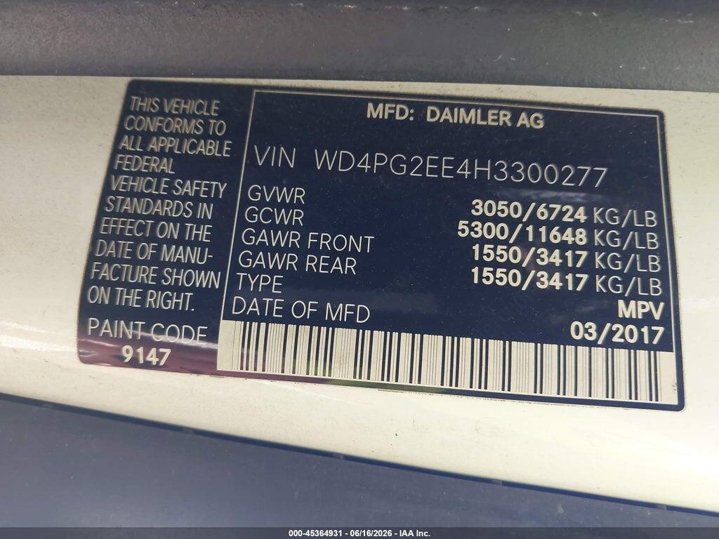 WD4PG2EE4H3300277 2017 MERCEDES-BENZ METRIS photo no. 9