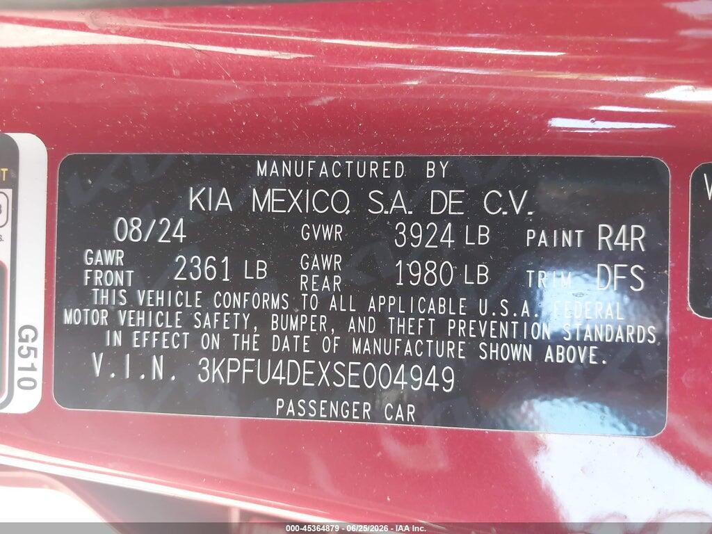 3KPFU4DEXSE004949 2025 KIA K4 photo no. 9