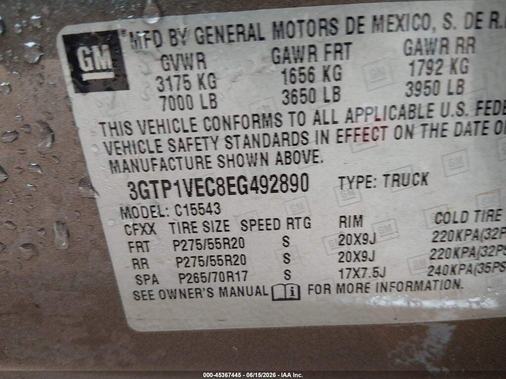 3GTP1VEC8EG492890 2014 GMC SIERRA 1500 photo no. 9