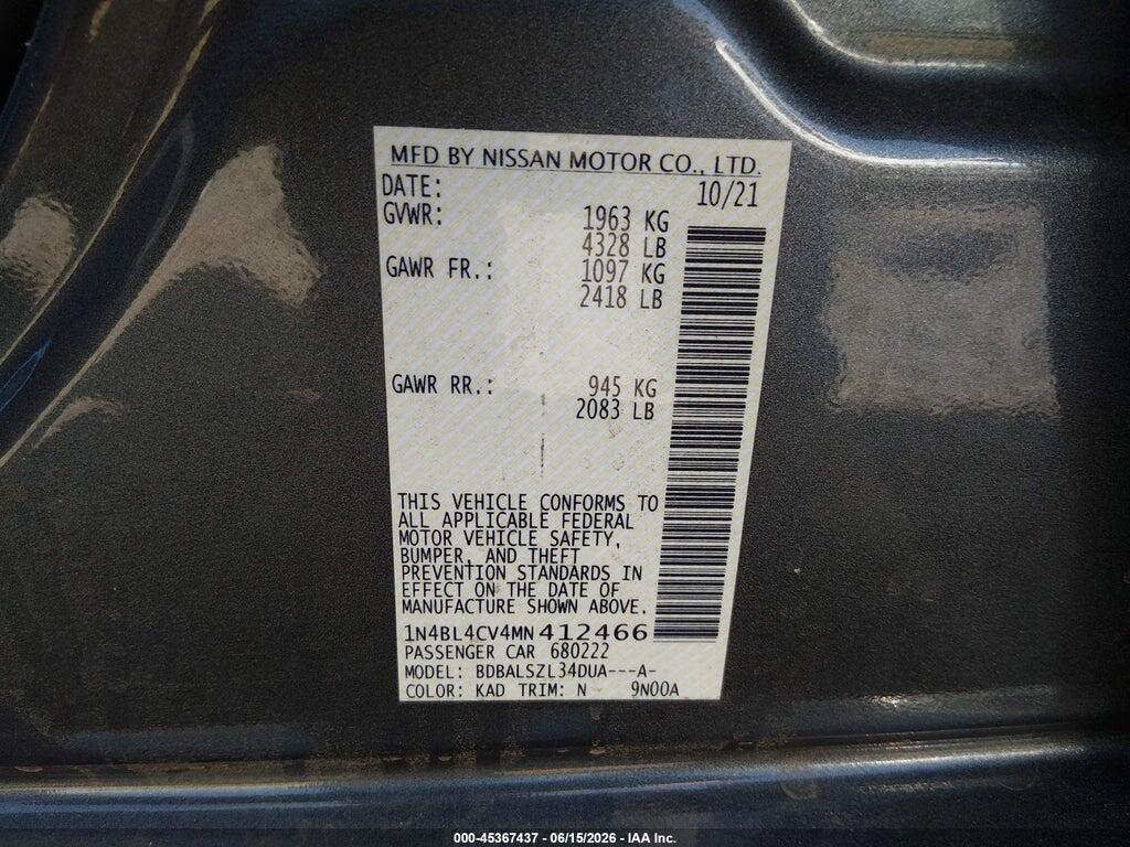 1N4BL4CV4MN412466 2021 NISSAN ALTIMA photo no. 9
