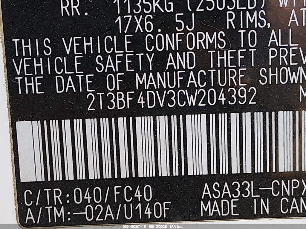 2T3BF4DV3CW204392 2012 TOYOTA RAV4 photo no. 9