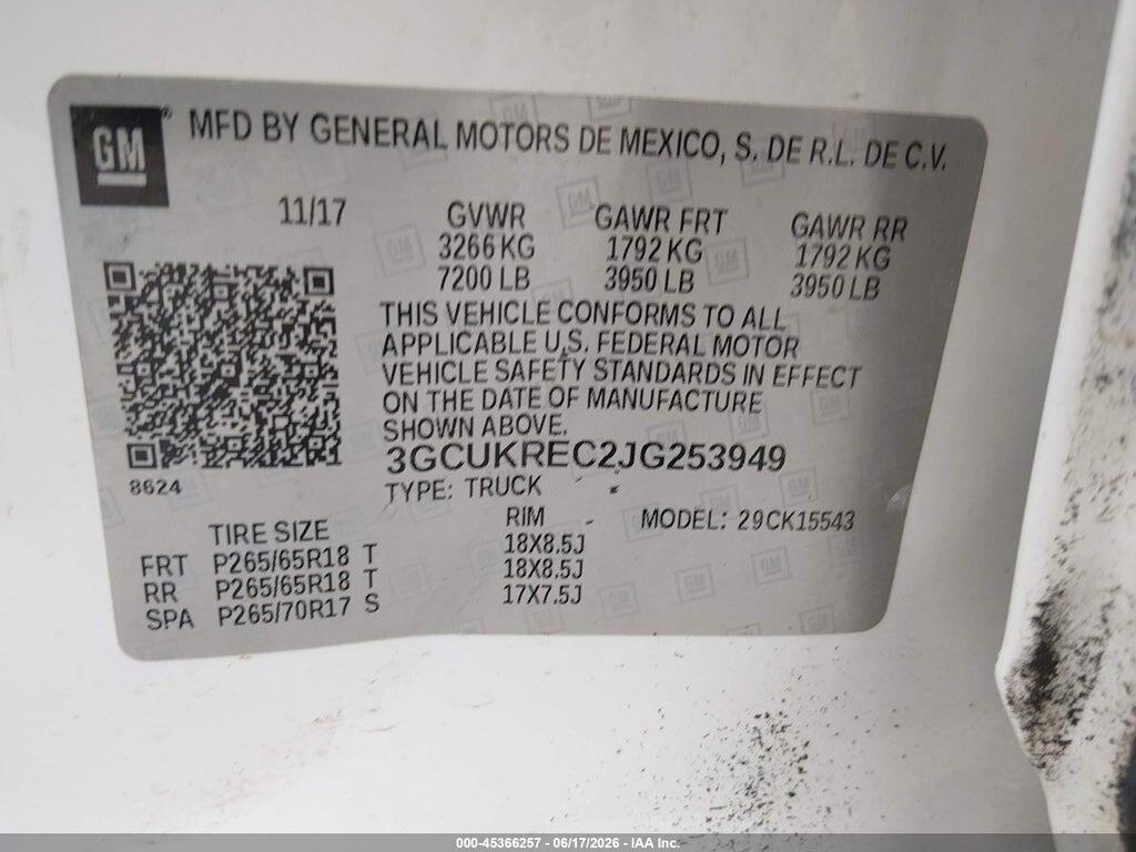 3GCUKREC2JG253949 2018 CHEVROLET SILVERADO 1500 photo no. 9