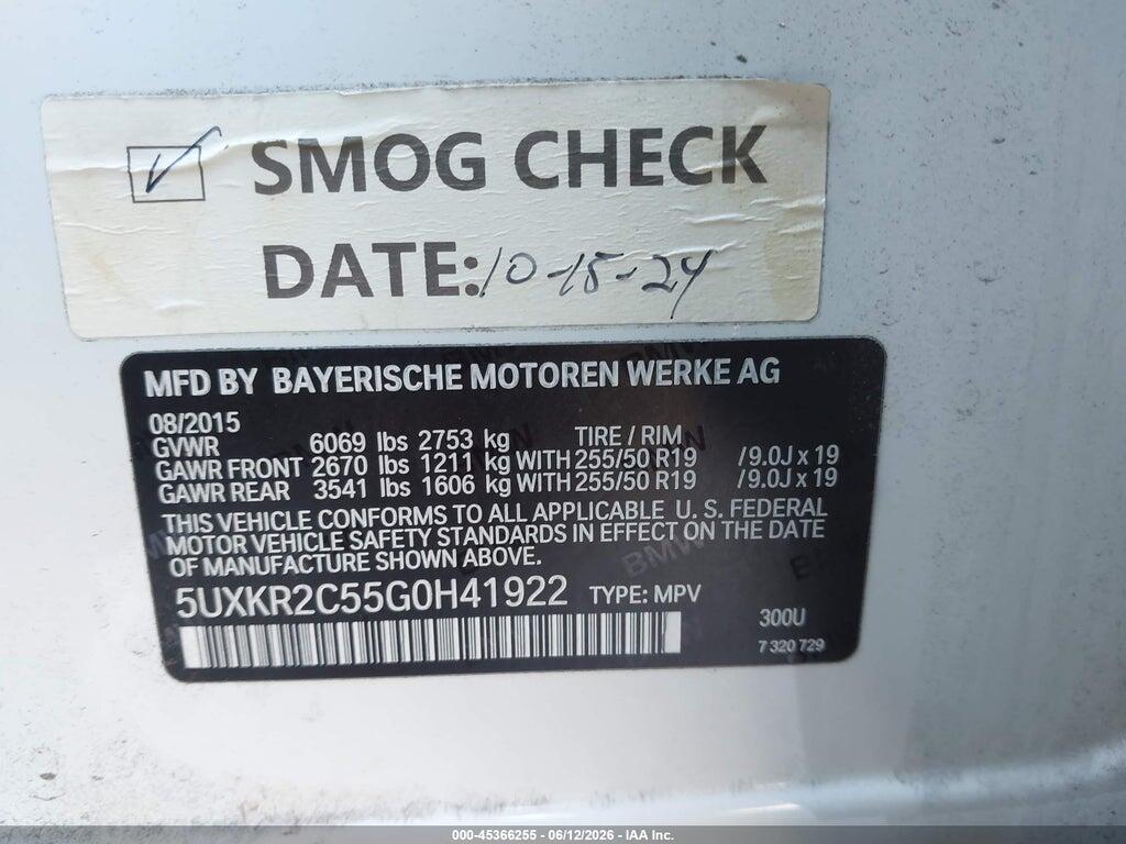 5UXKR2C55G0H41922 2016 BMW X5 photo no. 9