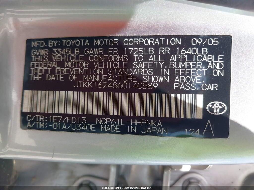 JTKKT624860140589 2006 SCION XA photo no. 9