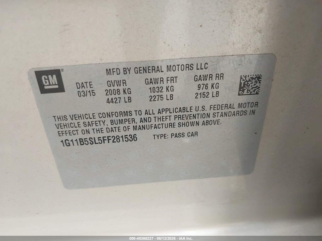 1G11B5SL5FF281536 2015 CHEVROLET MALIBU photo no. 9