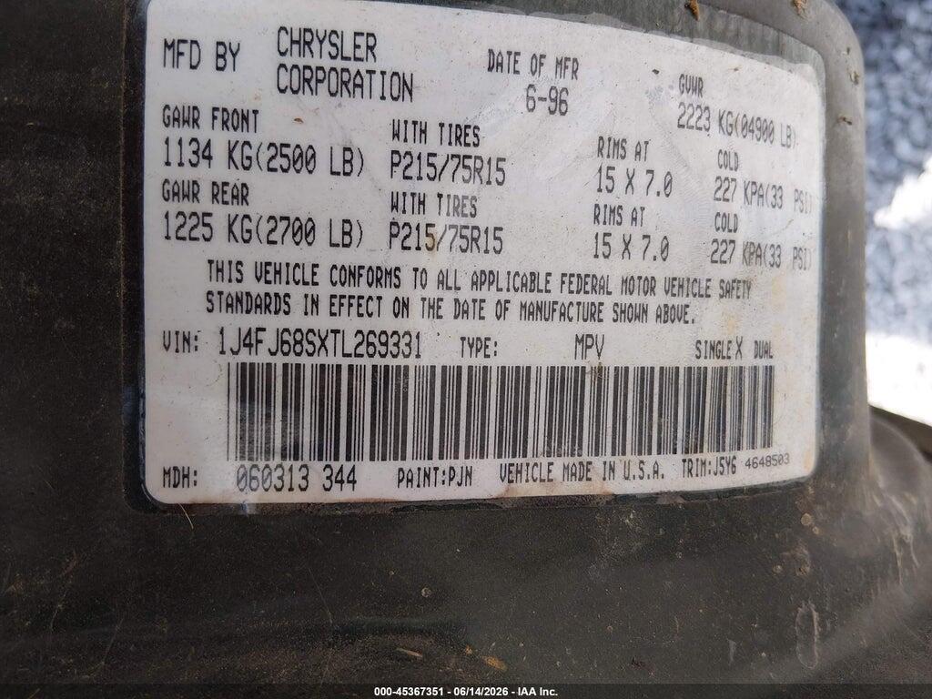 1J4FJ68SXTL269331 1996 JEEP CHEROKEE photo no. 9