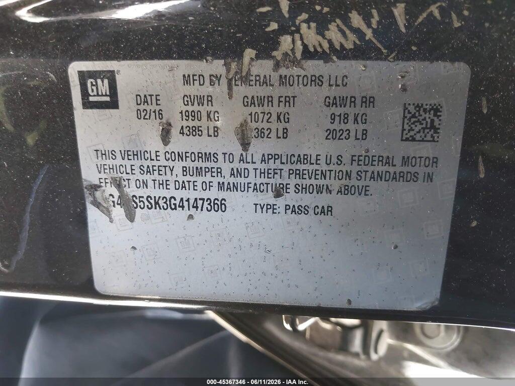 1G4PS5SK3G4147366 2016 BUICK VERANO photo no. 9