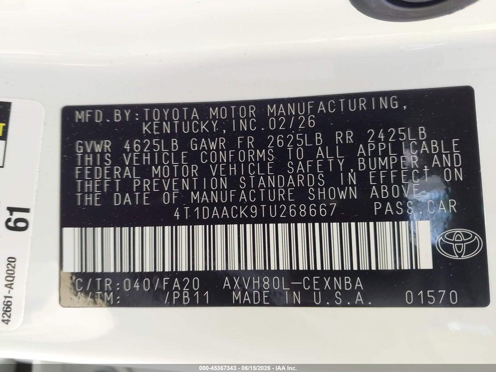 4T1DAACK9TU268667 2026 TOYOTA CAMRY photo no. 9