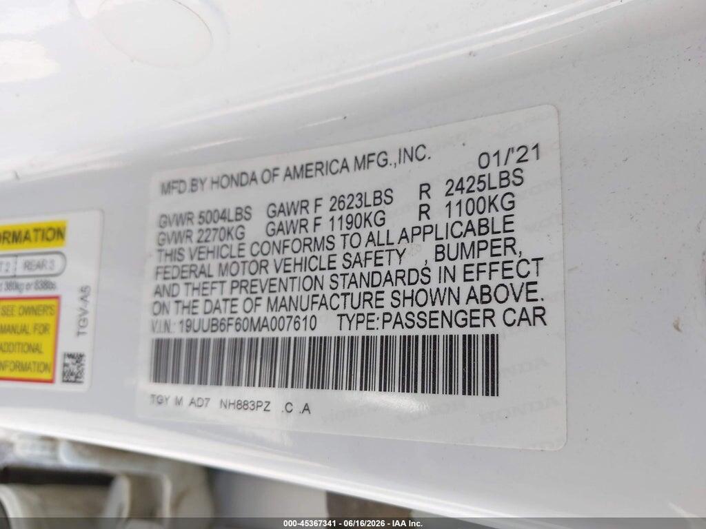19UUB6F60MA007610 2021 ACURA TLX photo no. 9