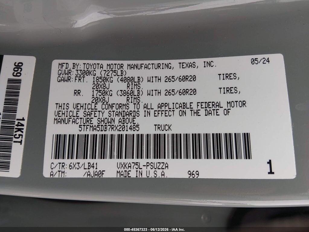 5TFMA5DB7RX201485 2024 TOYOTA TUNDRA photo no. 9