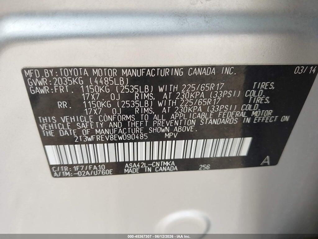 2T3WFREV8EW090485 2014 TOYOTA RAV4 photo no. 9