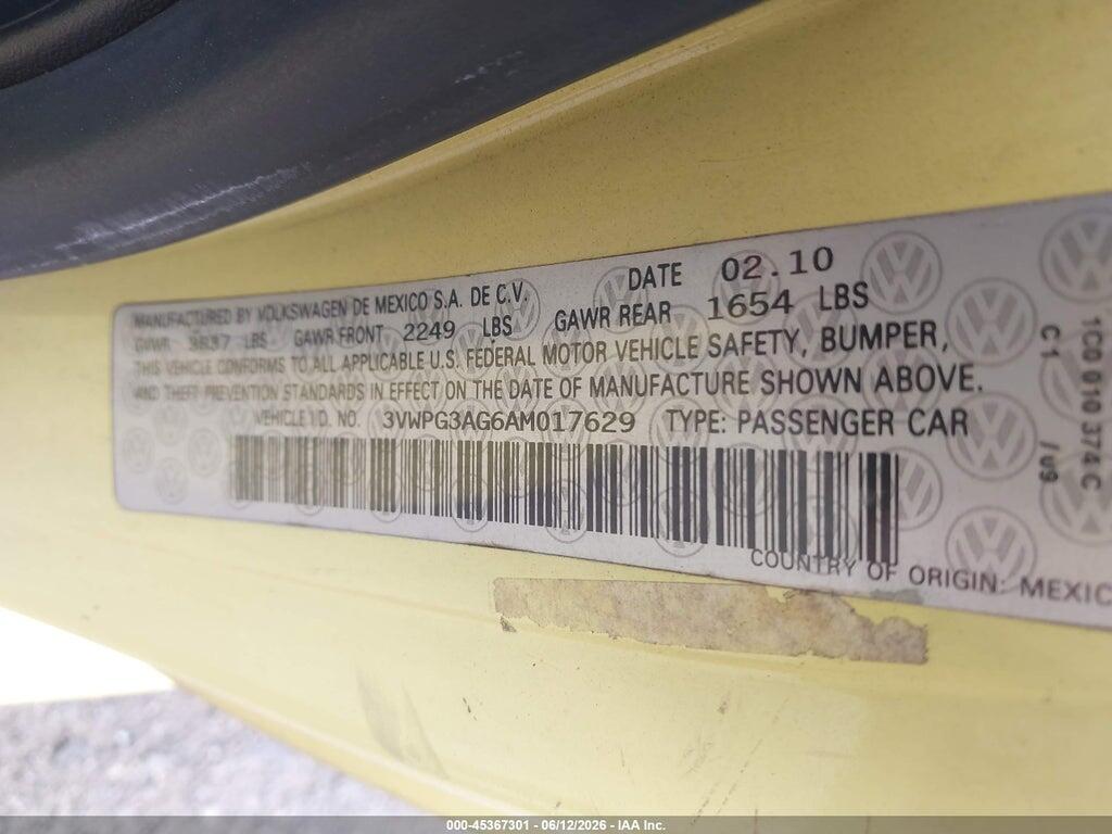 3VWPG3AG6AM017629 2010 VOLKSWAGEN NEW BEETLE photo no. 9