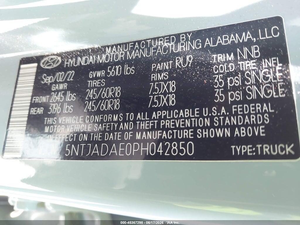 5NTJADAE0PH042850 2023 HYUNDAI SANTA CRUZ photo no. 9