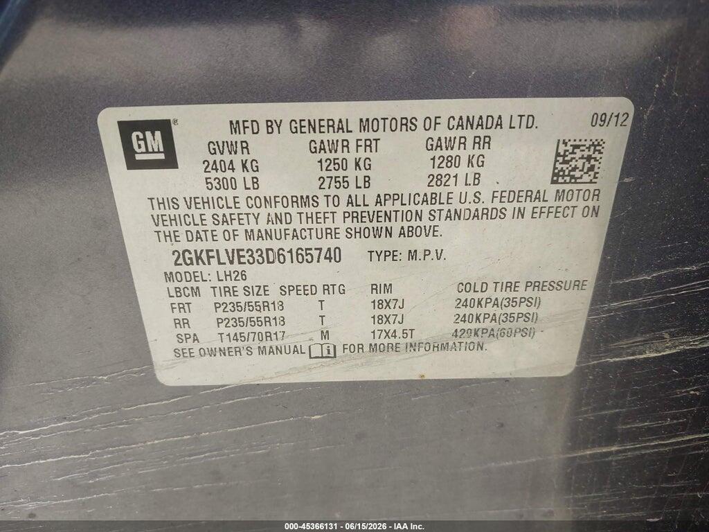 2GKFLVE33D6165740 2013 GMC TERRAIN photo no. 9