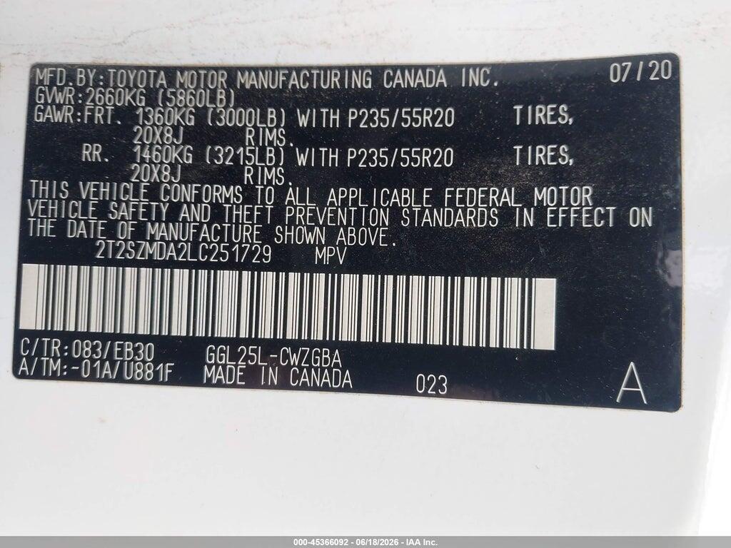 2T2SZMDA2LC251729 2020 LEXUS RX 350 photo no. 9