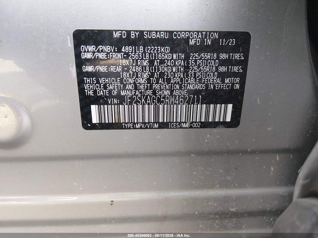 JF2SKAGC5RH462711 2024 SUBARU FORESTER photo no. 9