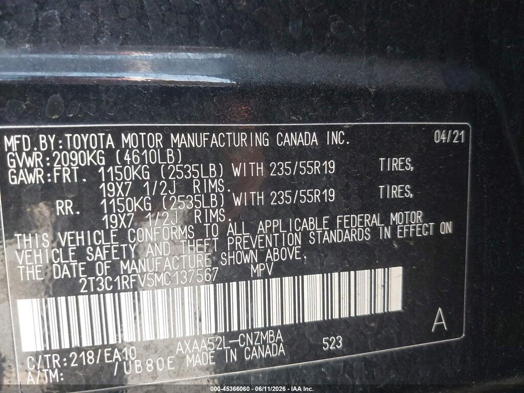 2T3C1RFV5MC137567 2021 TOYOTA RAV4 photo no. 9