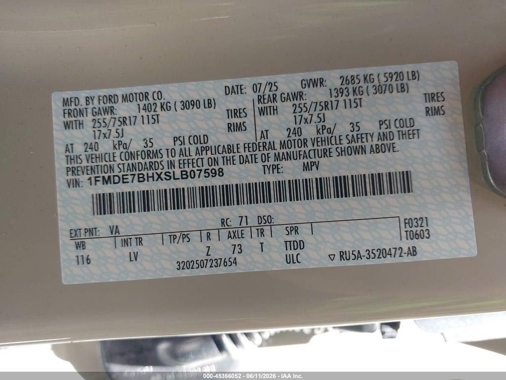 1FMDE7BHXSLB07598 2025 FORD BRONCO photo no. 9