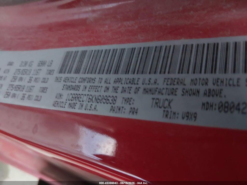 1C6RRECT6KN609638 2019 RAM 1500 photo no. 9