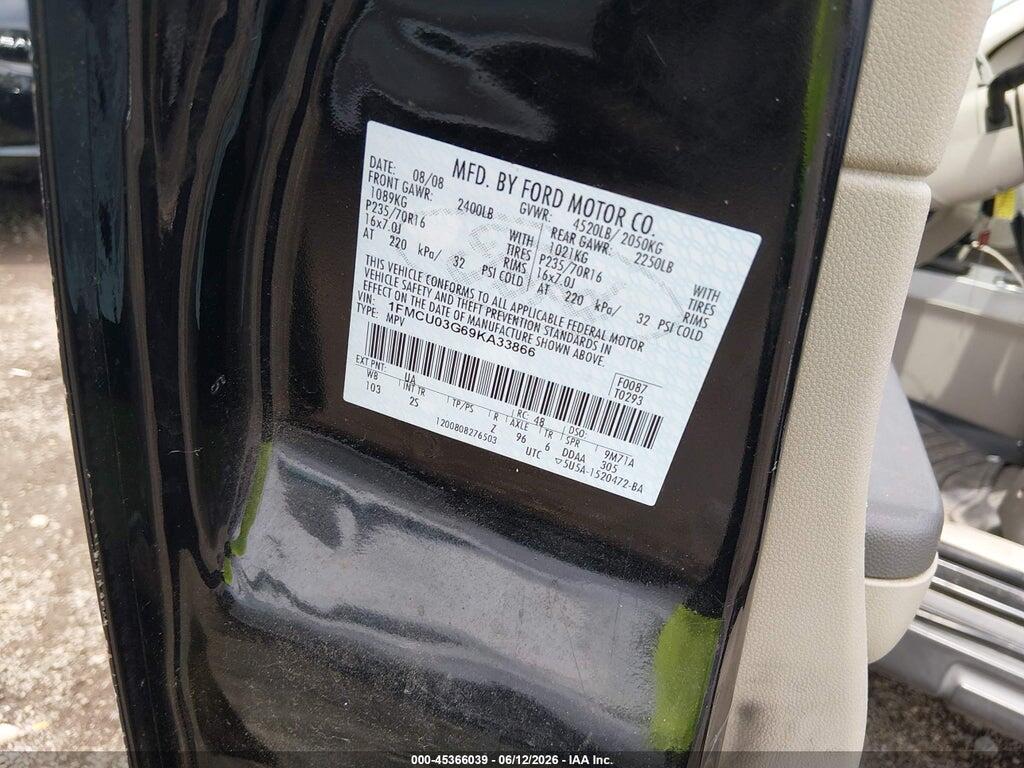 1FMCU03G69KA33866 2009 FORD ESCAPE photo no. 9