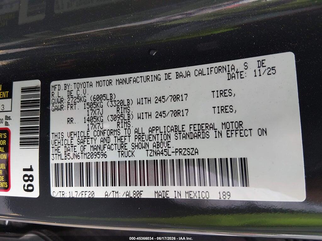 3TMLB5JN6TM209596 2026 TOYOTA TACOMA photo no. 9