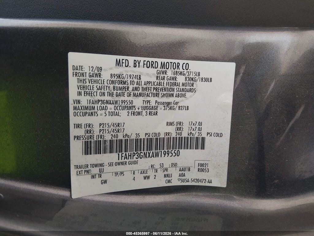 1FAHP3GNXAW199550 2010 FORD FOCUS photo no. 9