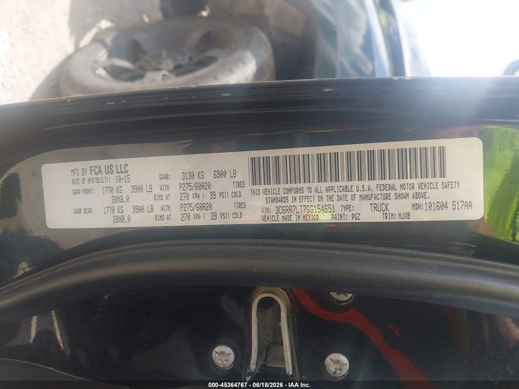 3C6RR7LT7GG154651 2016 RAM 1500 photo no. 9