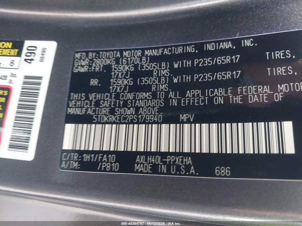 5TDKRKEC2PS179940 2023 TOYOTA SIENNA photo no. 9