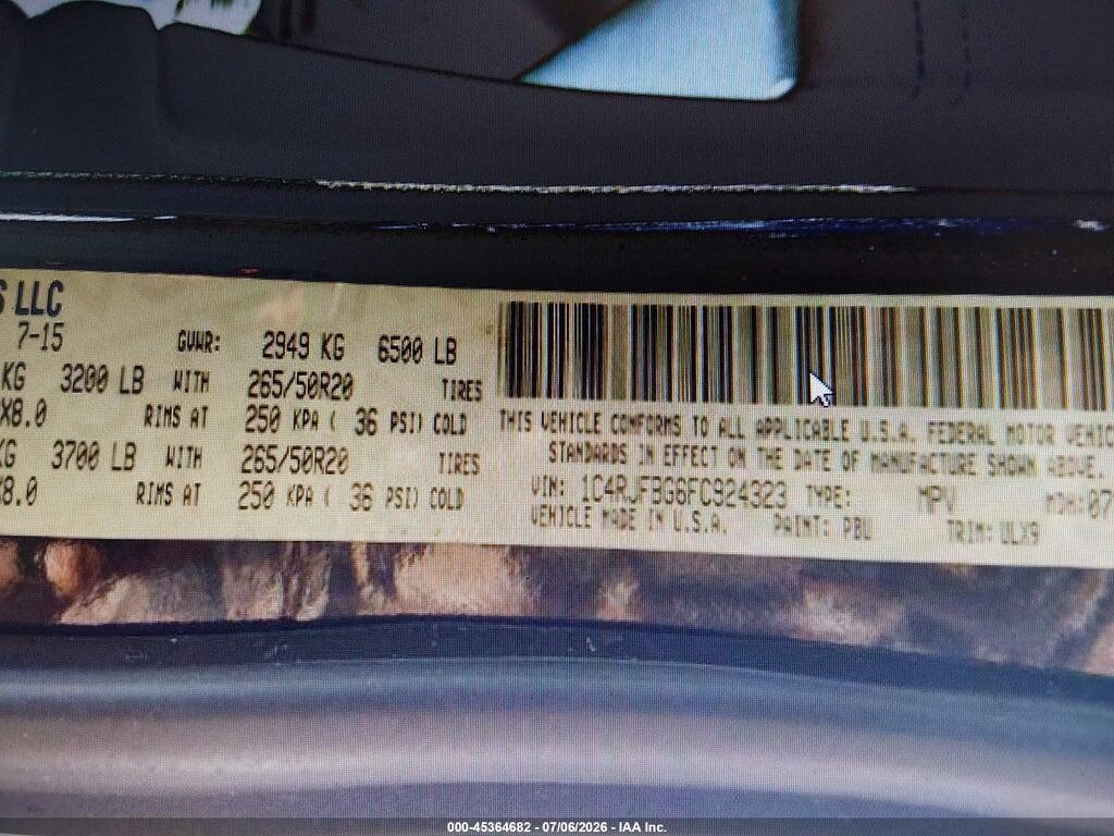 1C4RJFBG6FC924323 2015 JEEP GRAND CHEROKEE photo no. 9