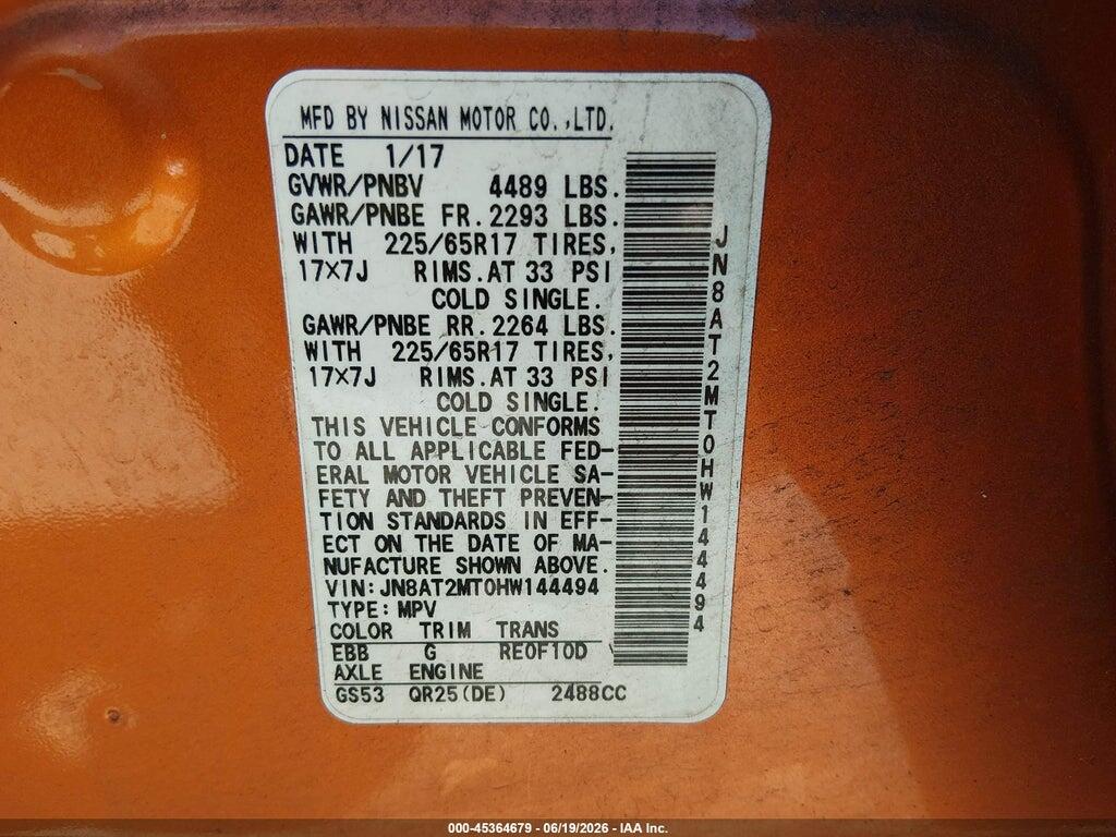JN8AT2MT0HW144494 2017 NISSAN ROGUE photo no. 9