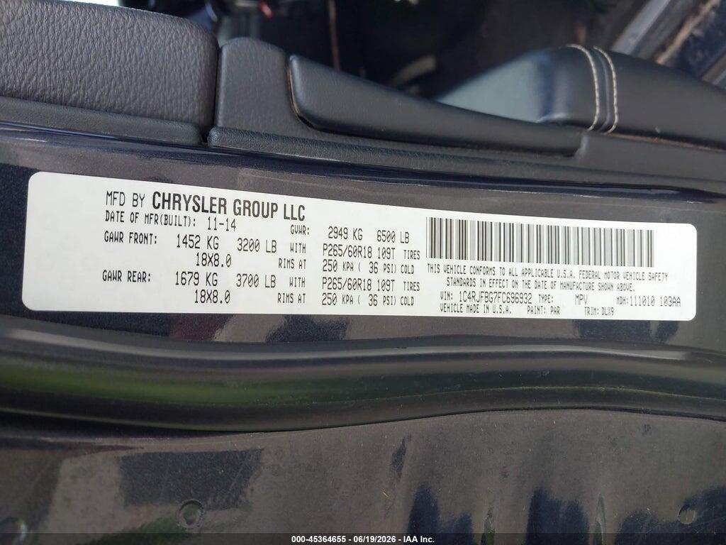 1C4RJFBG7FC696932 2015 JEEP GRAND CHEROKEE photo no. 9