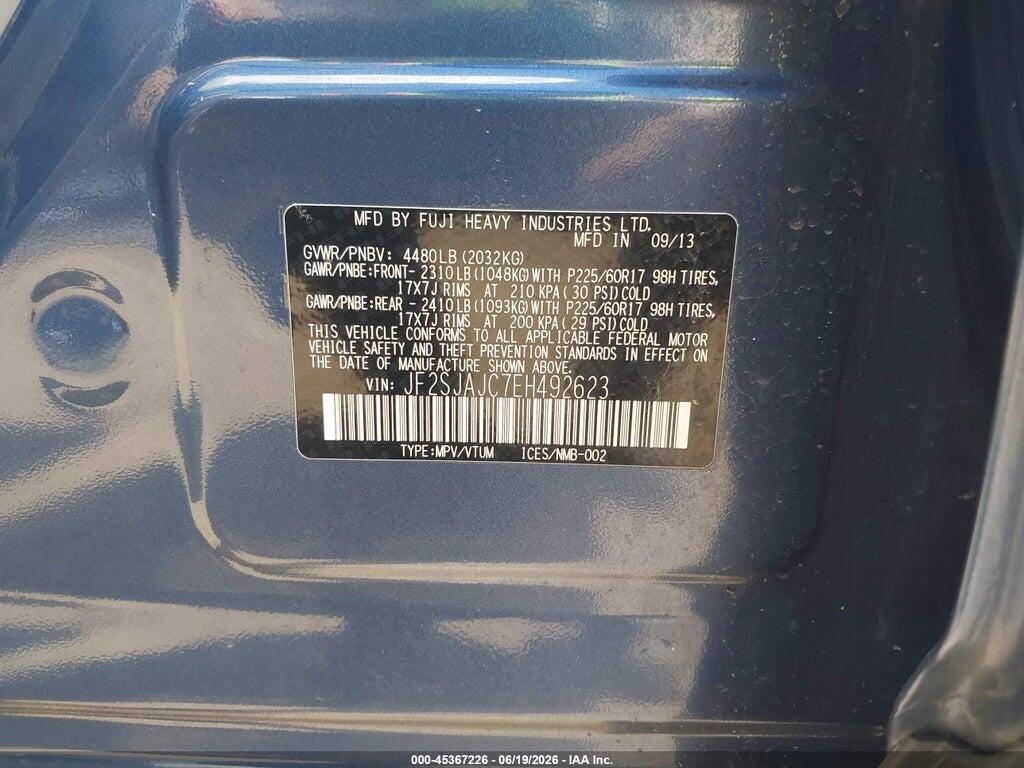 JF2SJAJC7EH492623 2014 SUBARU FORESTER photo no. 9