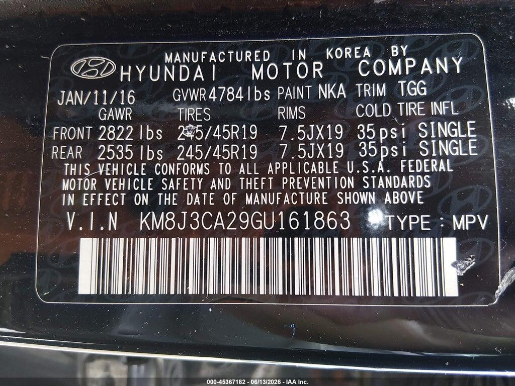 KM8J3CA29GU161863 2016 HYUNDAI TUCSON photo no. 9