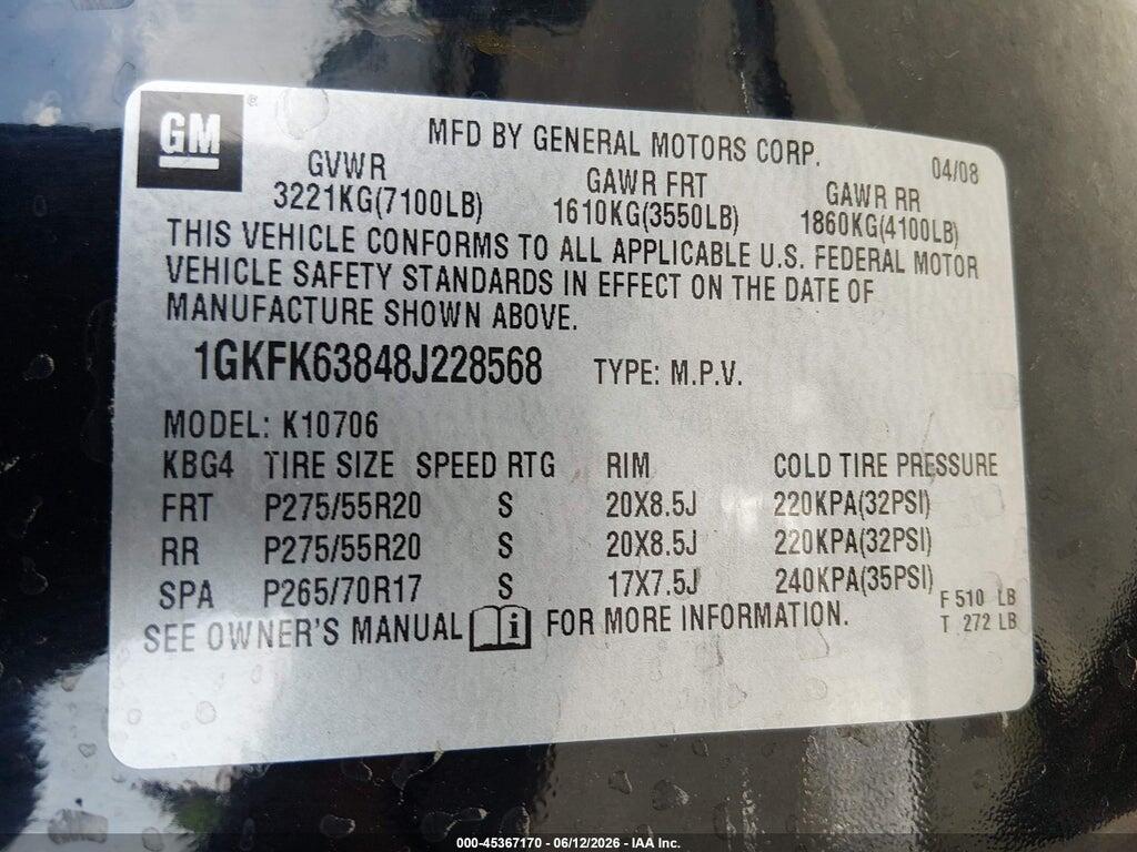 1GKFK63848J228568 2008 GMC YUKON photo no. 9