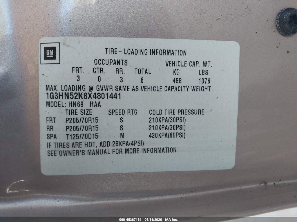1G3HN52K8X4801441 1999 OLDSMOBILE EIGHTY-EIGHT photo no. 9