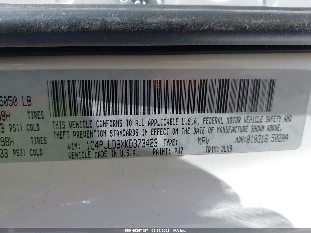 1C4PJLDBXKD373423 2019 JEEP CHEROKEE photo no. 9