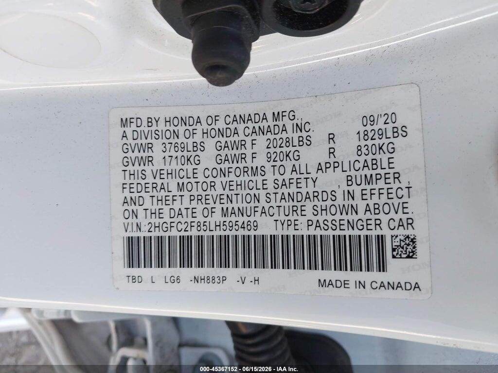 2HGFC2F85LH595469 2020 HONDA CIVIC photo no. 9