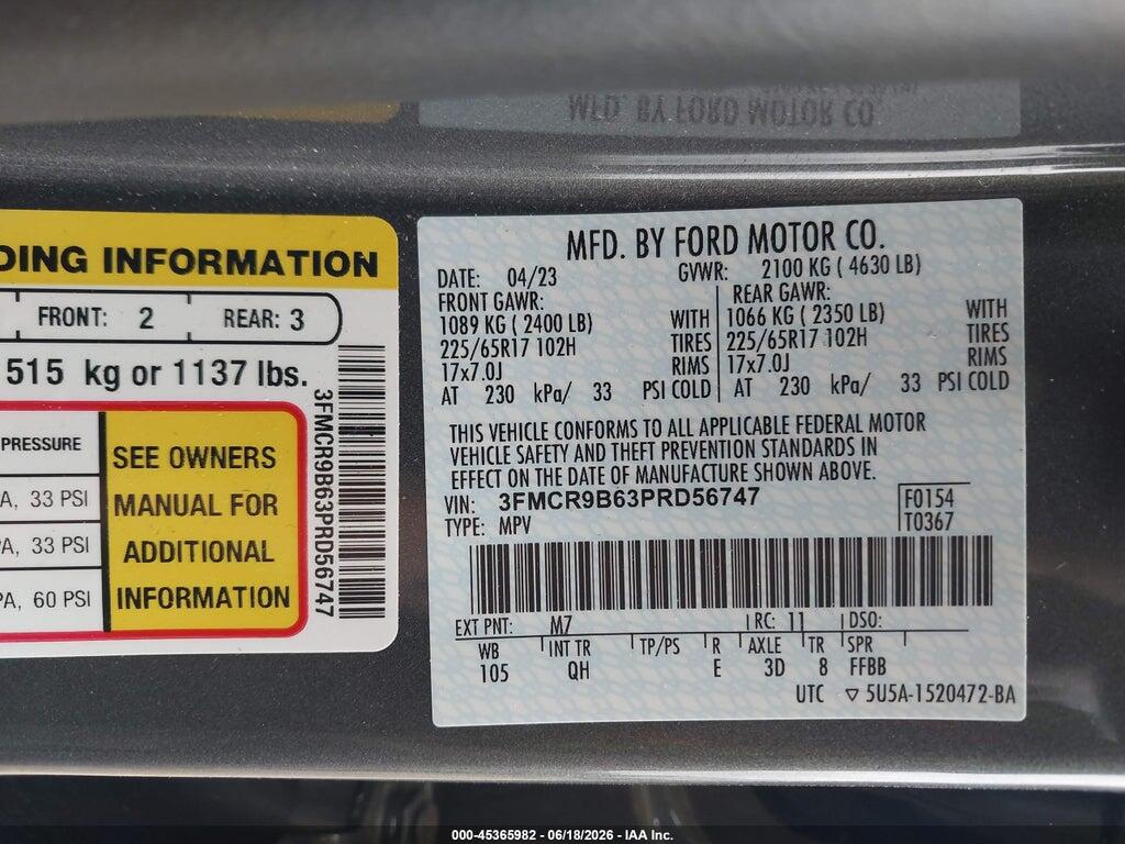 3FMCR9B63PRD56747 2023 FORD BRONCO SPORT photo no. 9