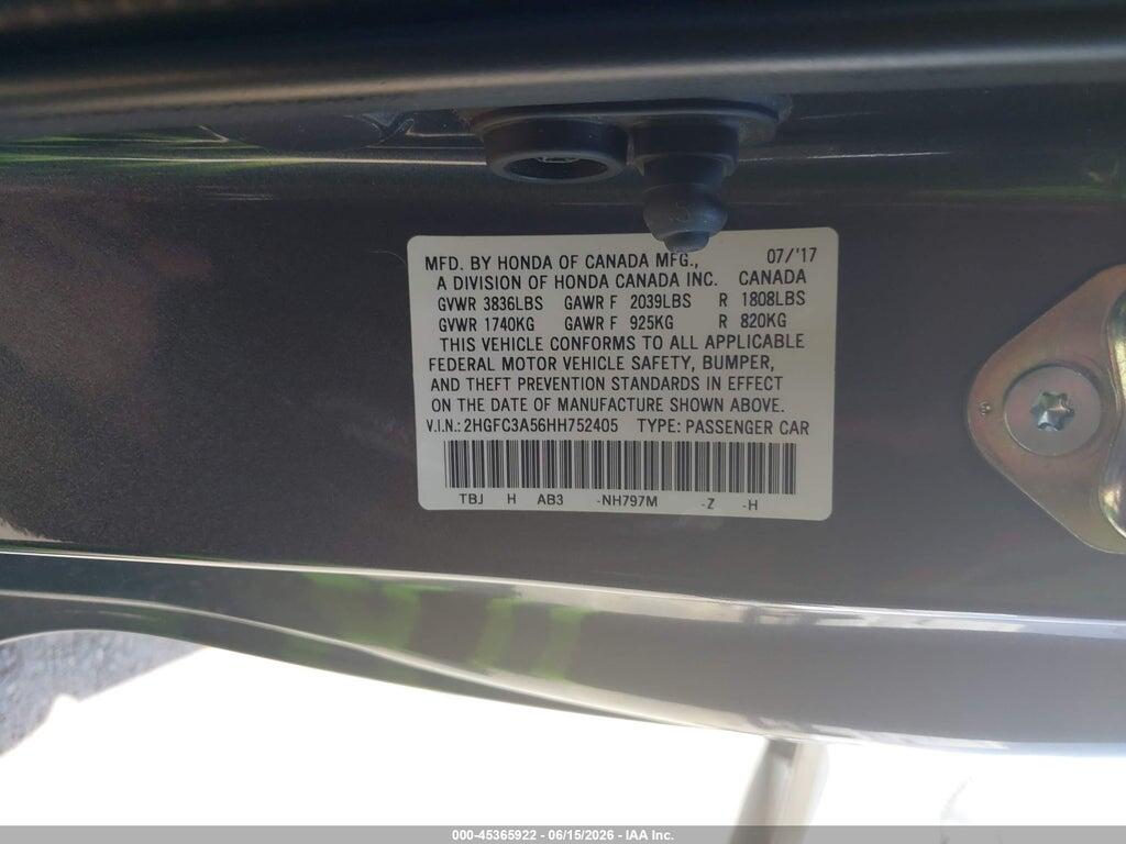 2HGFC3A56HH752405 2017 HONDA CIVIC photo no. 9
