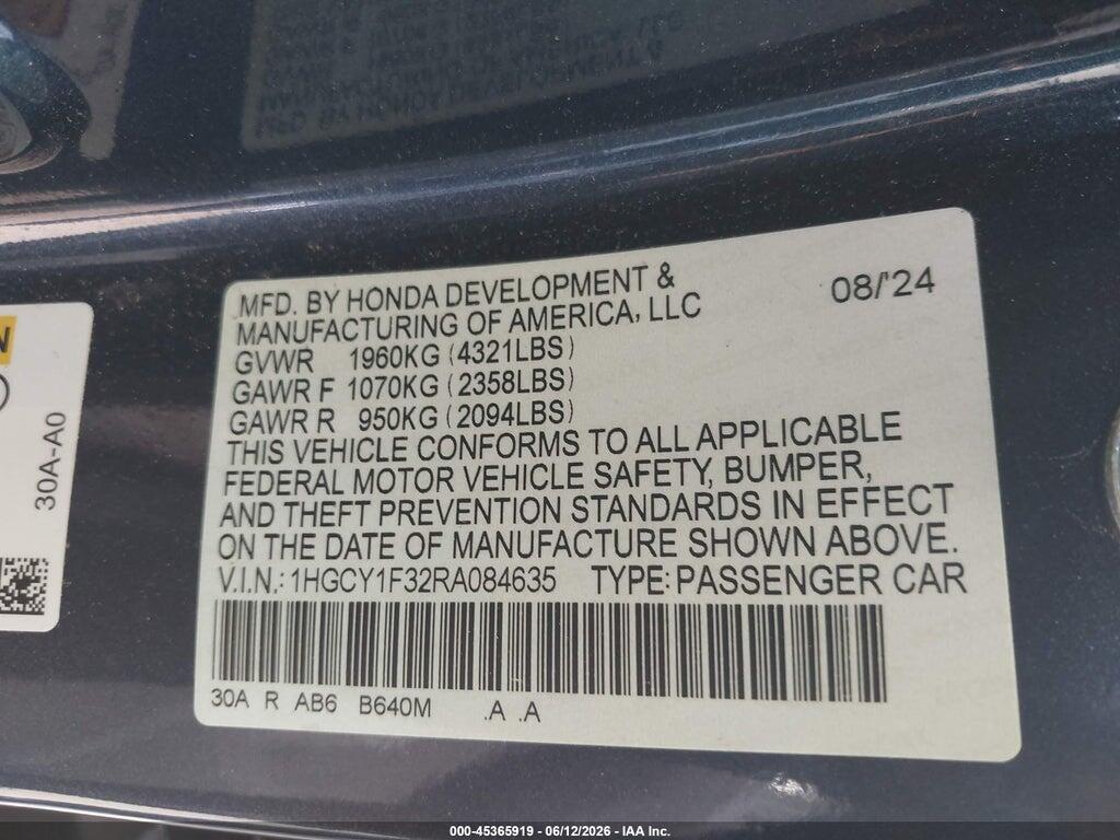 1HGCY1F32RA084635 2024 HONDA ACCORD photo no. 9