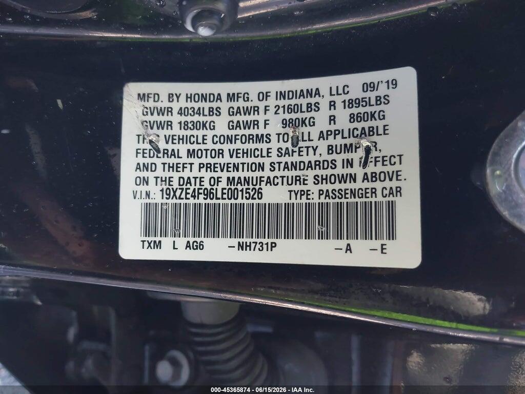 19XZE4F96LE001526 2020 HONDA INSIGHT photo no. 9