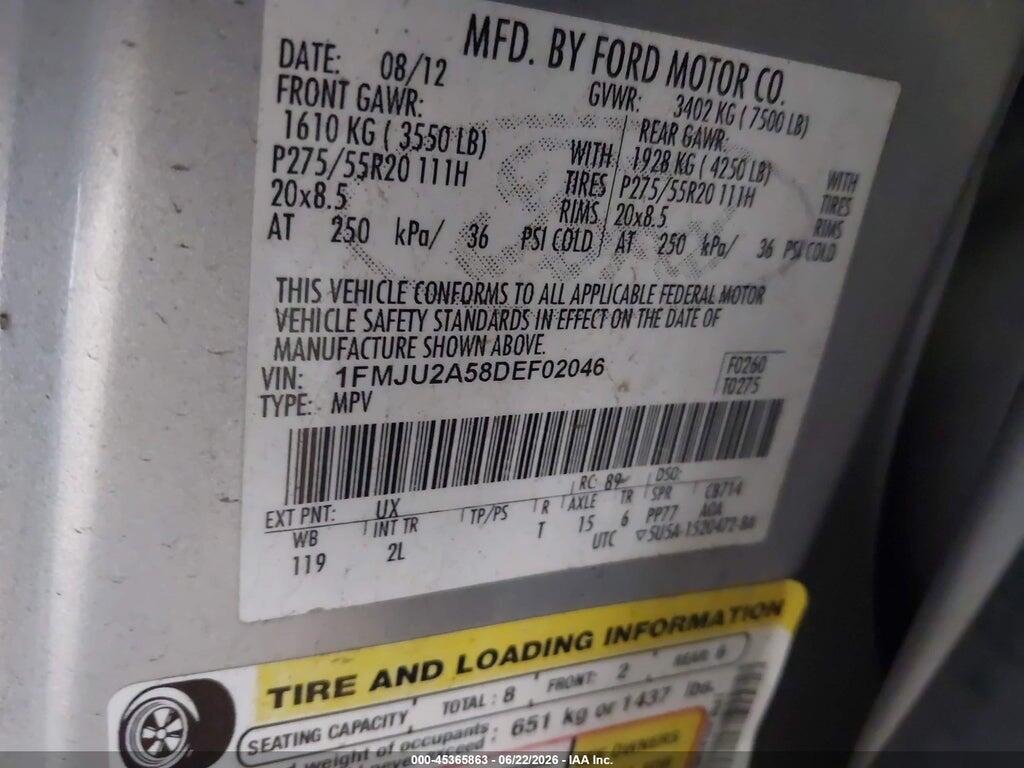 1FMJU2A58DEF02046 2013 FORD EXPEDITION photo no. 9