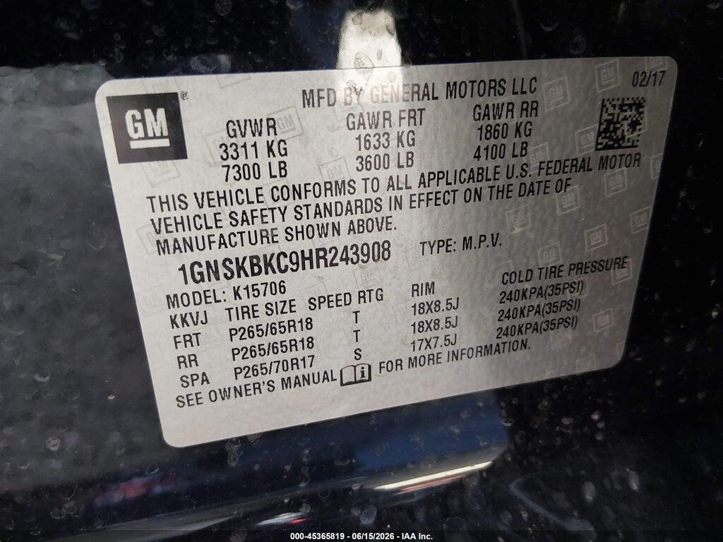 1GNSKBKC9HR243908 2017 CHEVROLET TAHOE photo no. 9