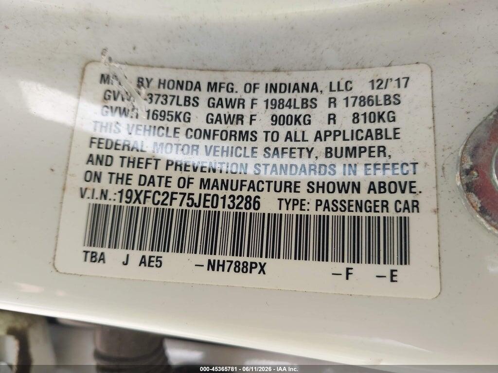 19XFC2F75JE013286 2018 HONDA CIVIC photo no. 9