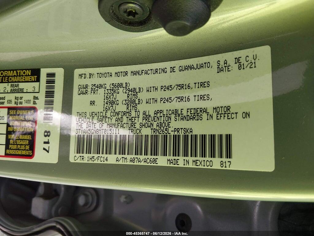 3TYAX5GN8MT015111 2021 TOYOTA TACOMA photo no. 9